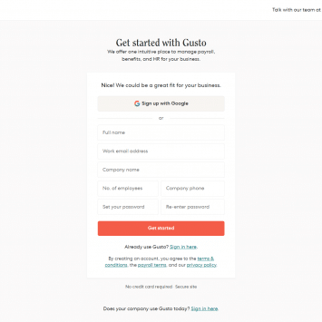 Gusto Signup