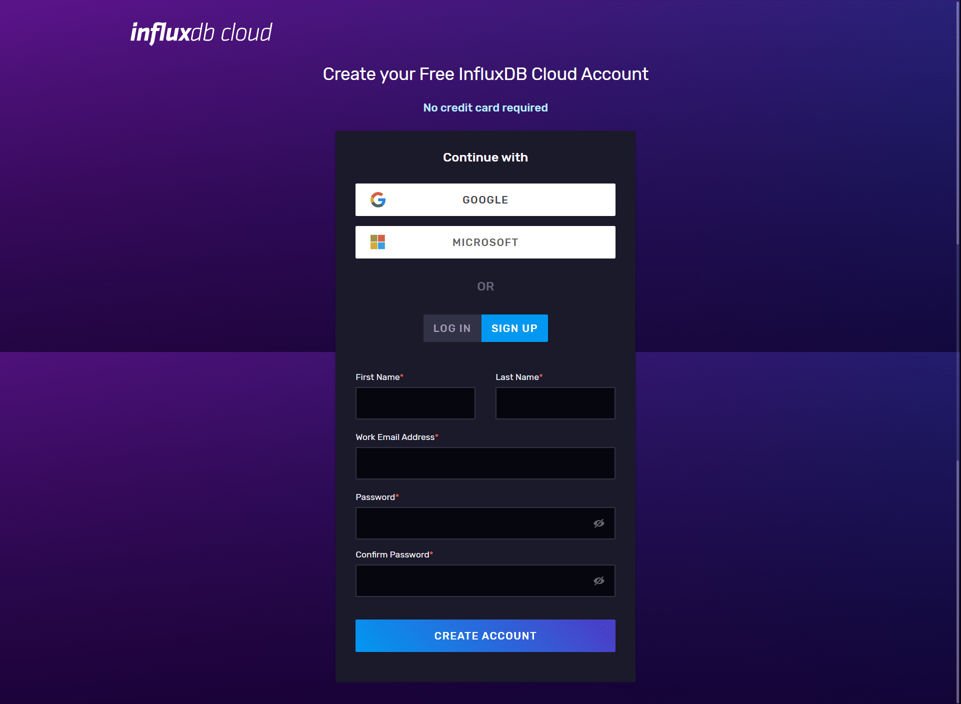 InfluxData Signup