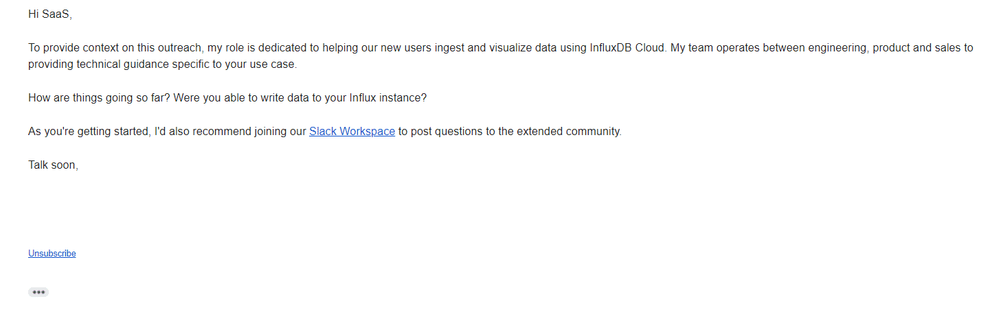 InfluxData Welcome Email 2