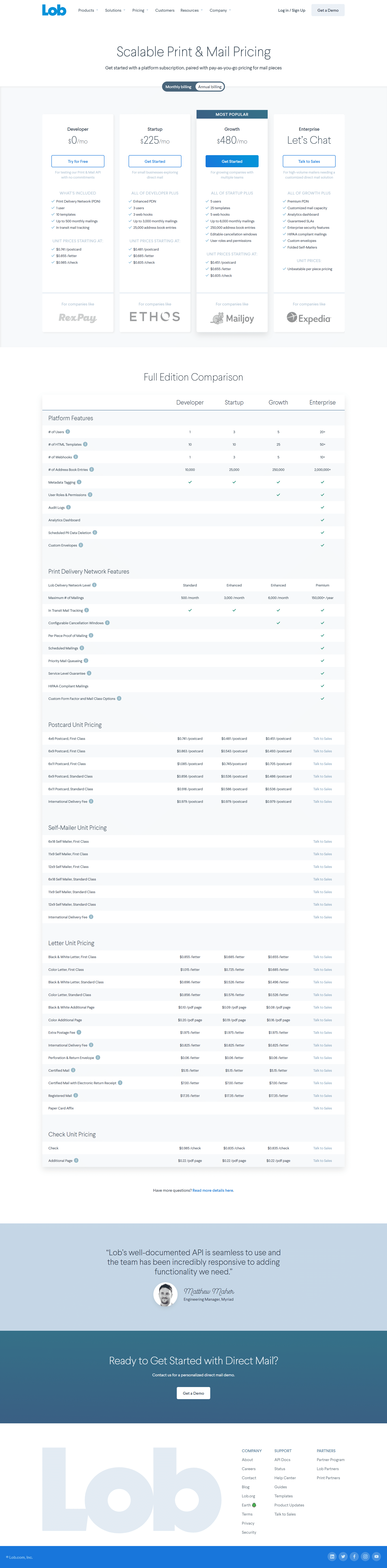 Lob Pricing