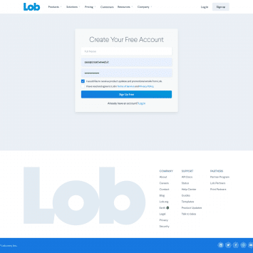 Lob Signup