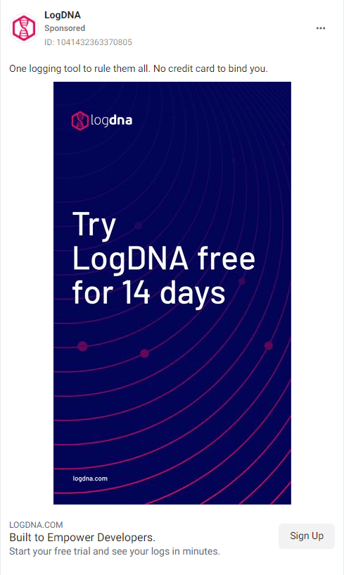 LogDNA Facebook Ads 1