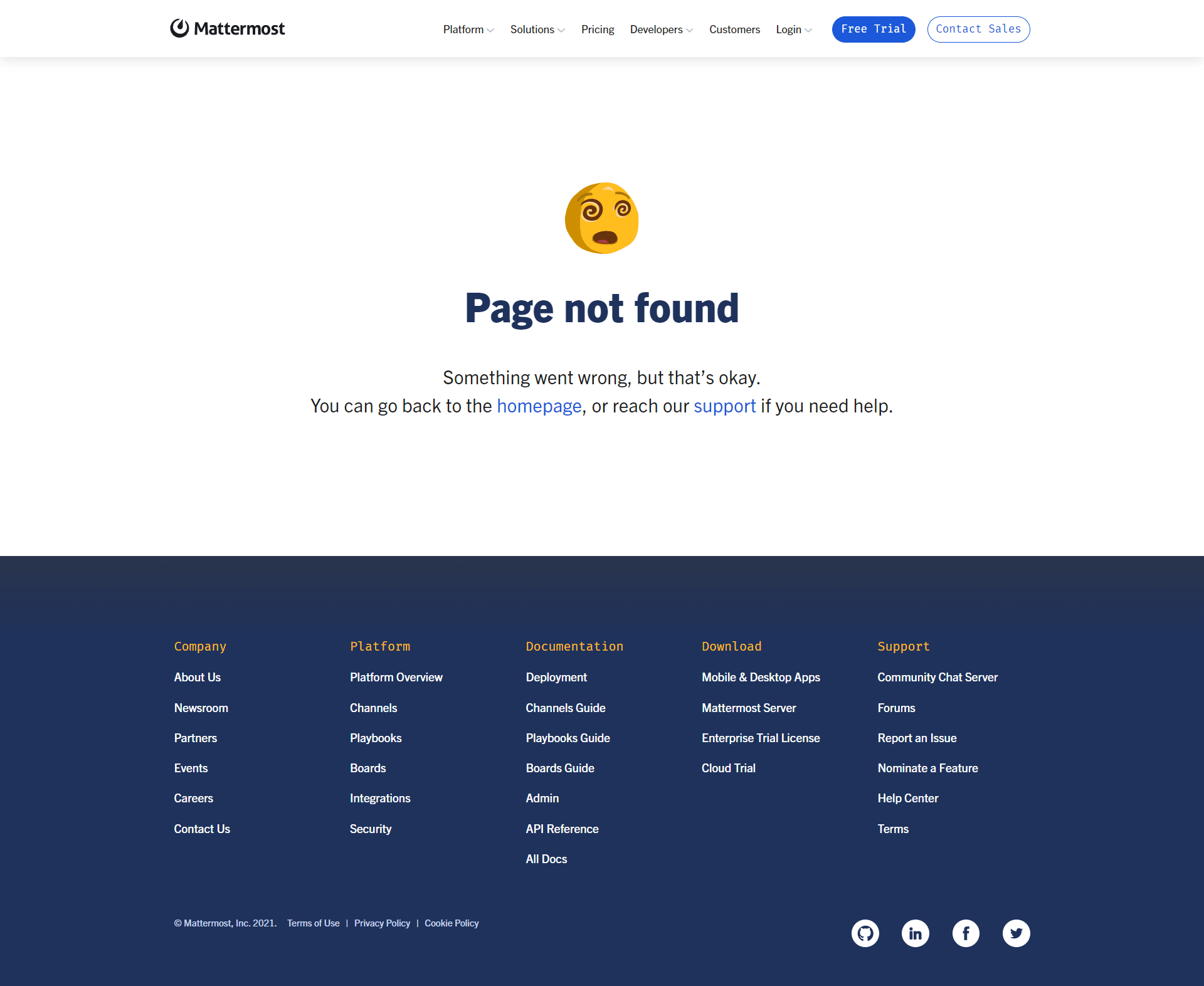 Mattermost 404 Page Not Found