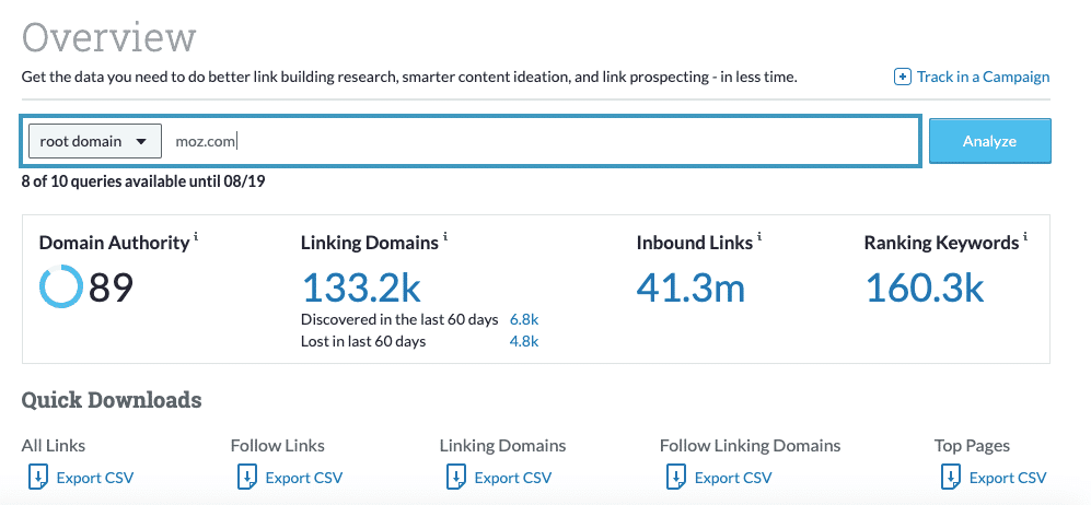 Moz Link Explorer