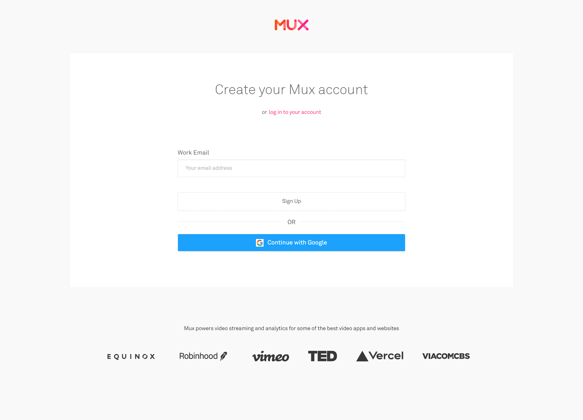 Mux Signup