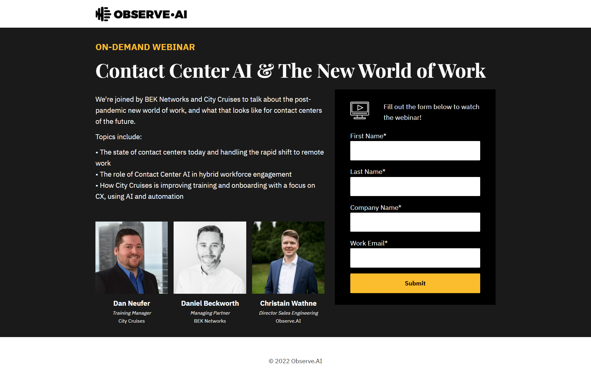 Observe.AI Landing Page