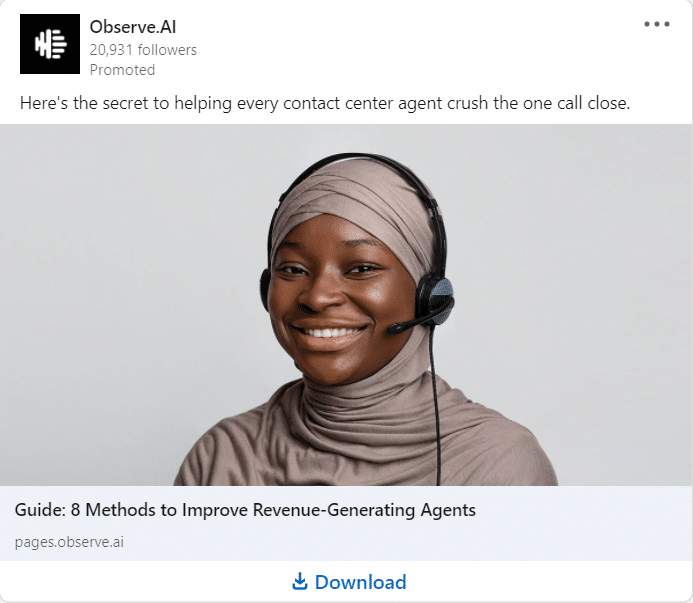 Observe.AI Linkedin Ads 1