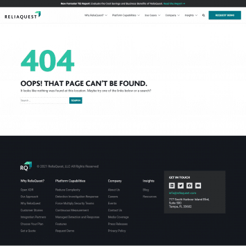 ReliaQuest 404 Page Not Found