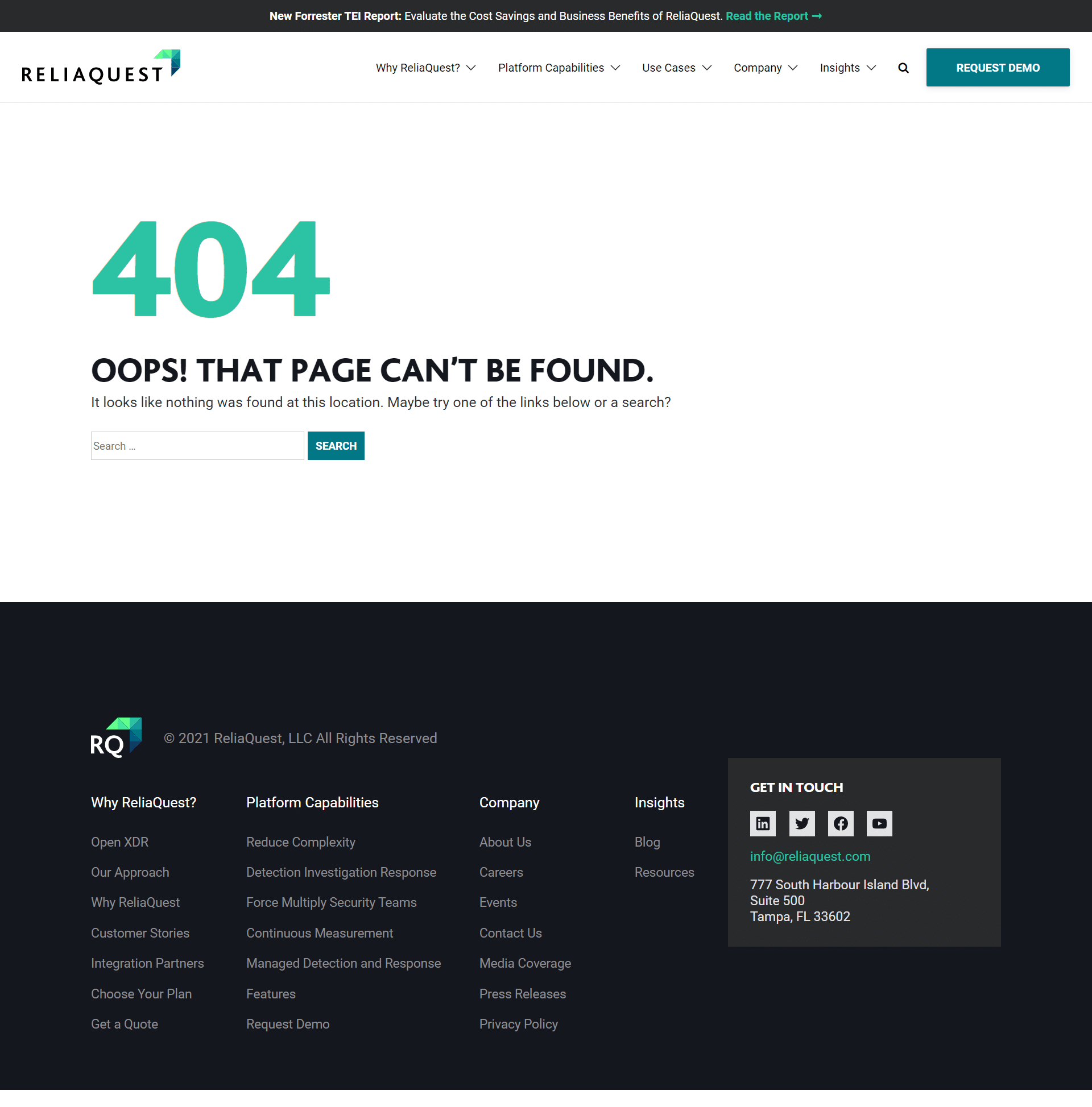 ReliaQuest 404 Page Not Found