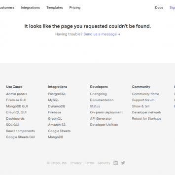 Retool 404 Page Not Found