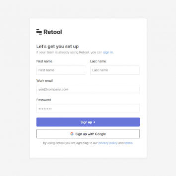 Retool Signup