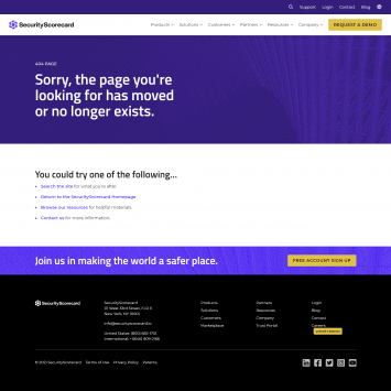 SecurityScorecard 404 Page Not Found