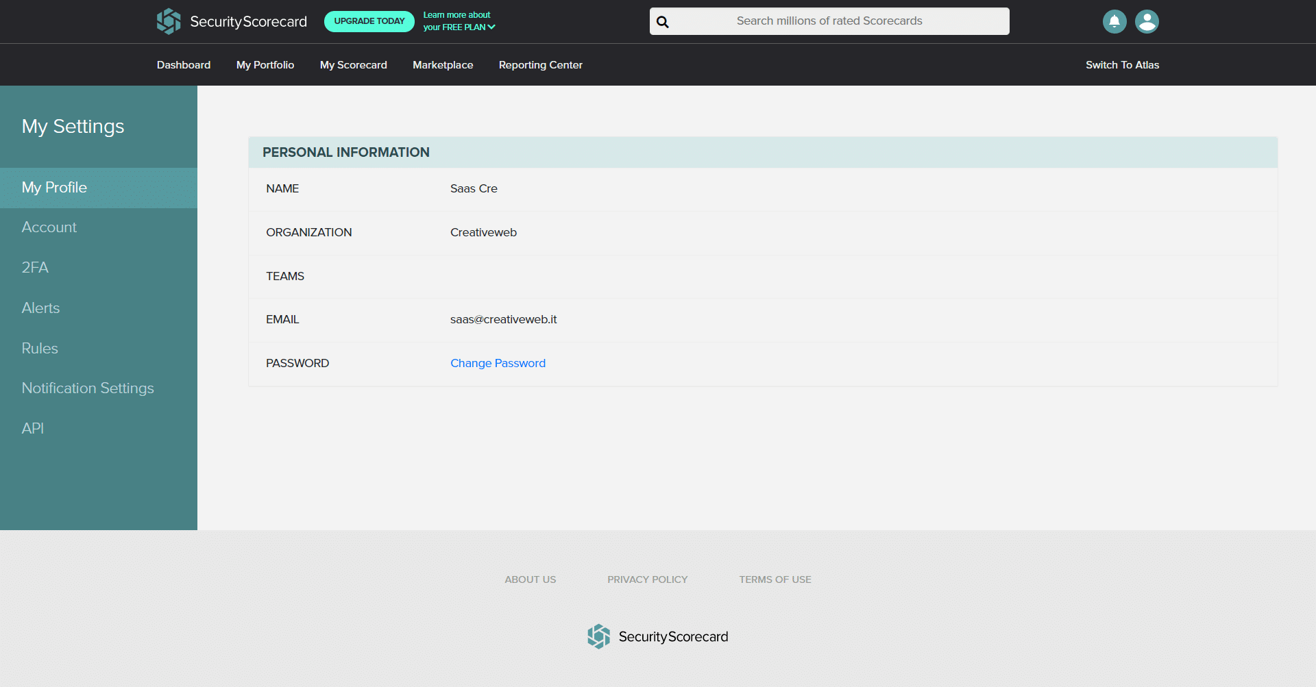 SecurityScorecard User Profile