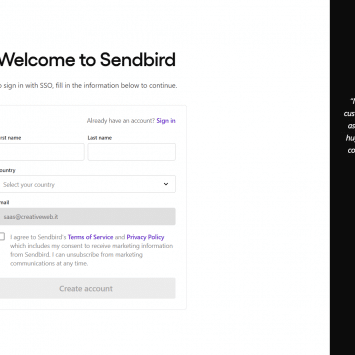 SendBird Signup