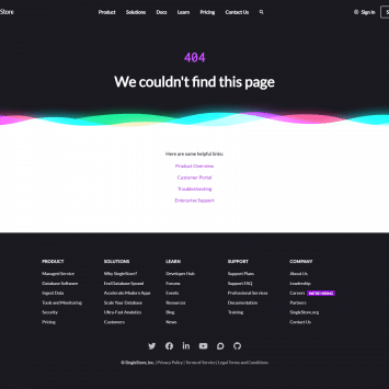 SingleStore 404 Page Not Found