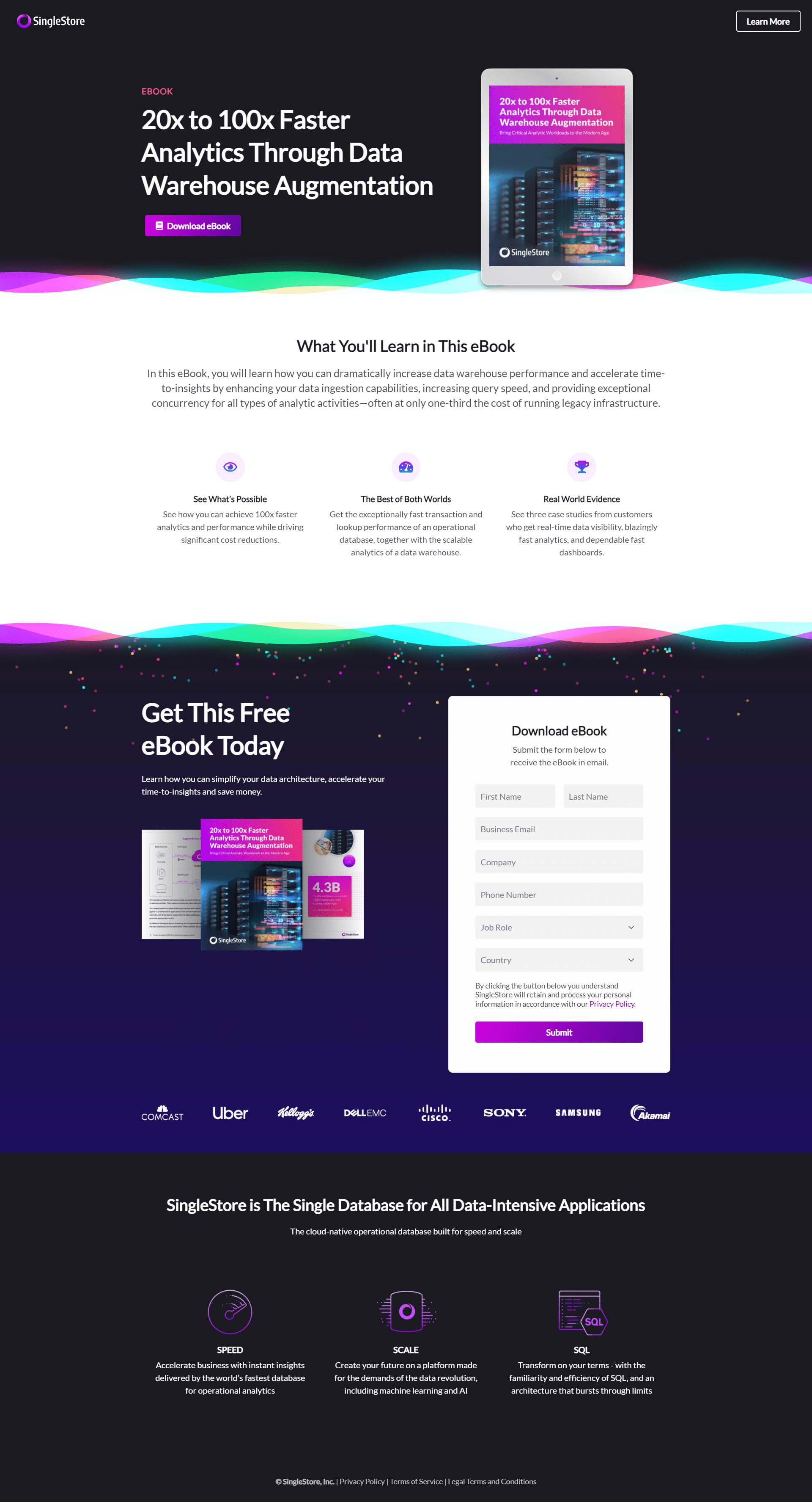 SingleStore Landing Page