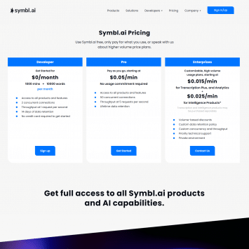 Symbl.ai Pricing