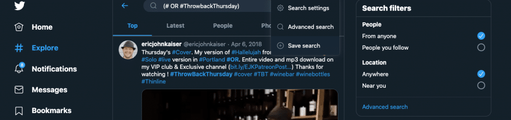 Twitter advanced search