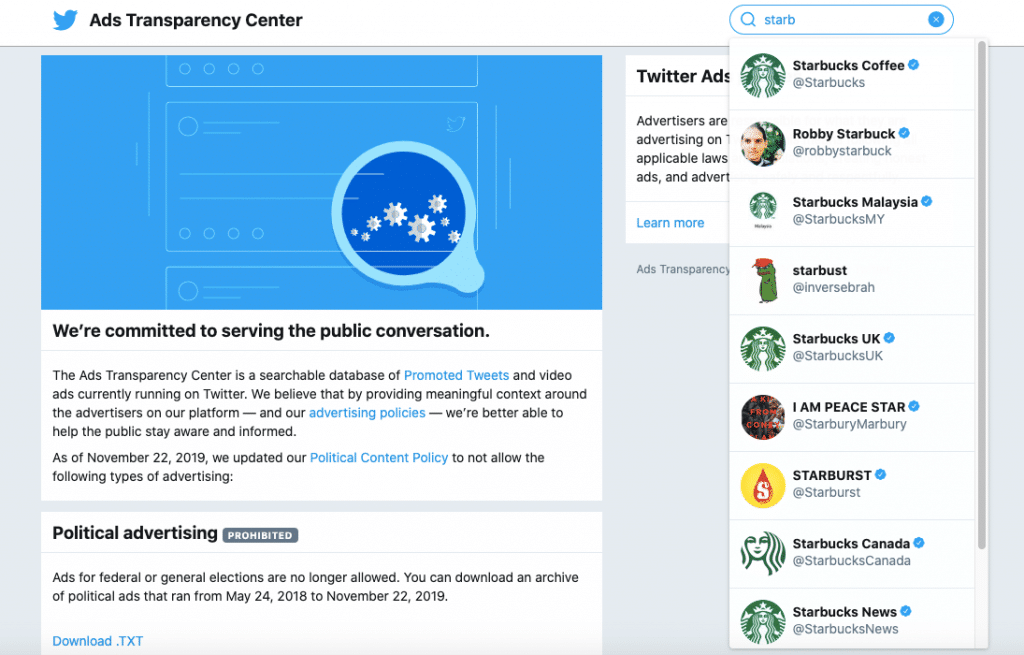 Twitter Transparency center