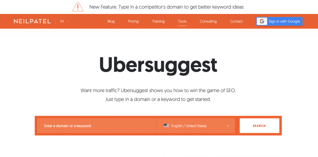 Ubersuggest seo tool