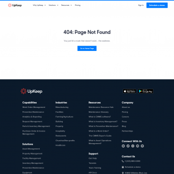 UpKeep 404 Page Not Found