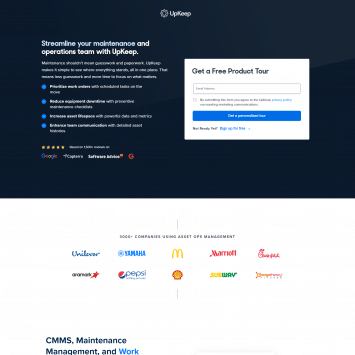 UpKeep Landing Page