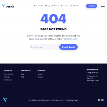 Vendr 404 Page Not Found