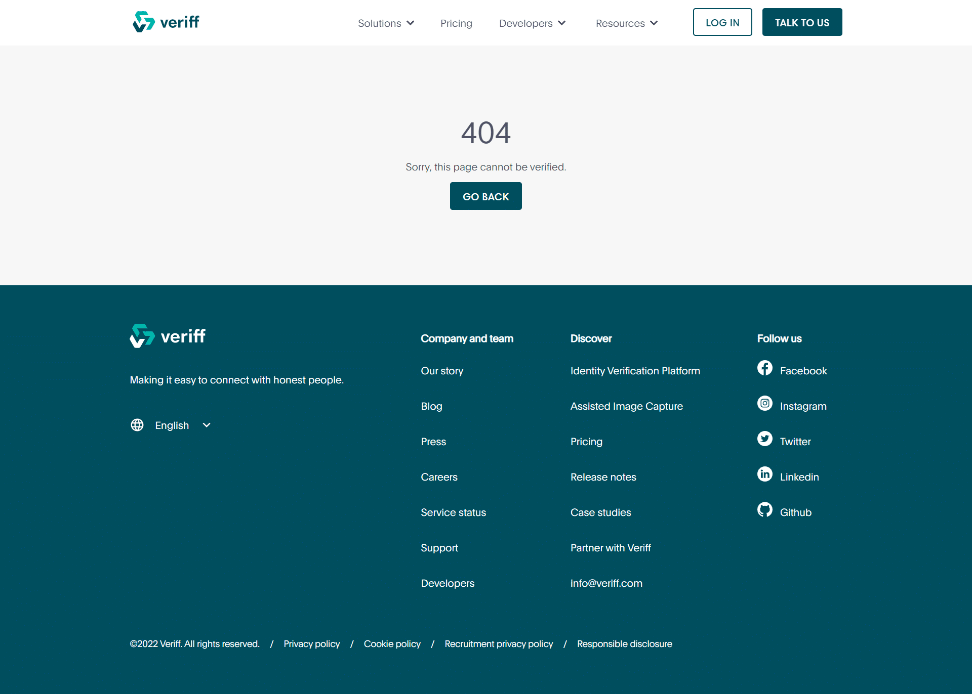 Veriff 404 Page Not Found