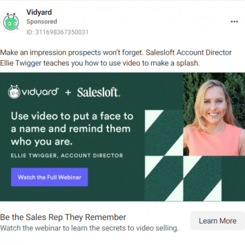 Vidyard Facebook Ads 1