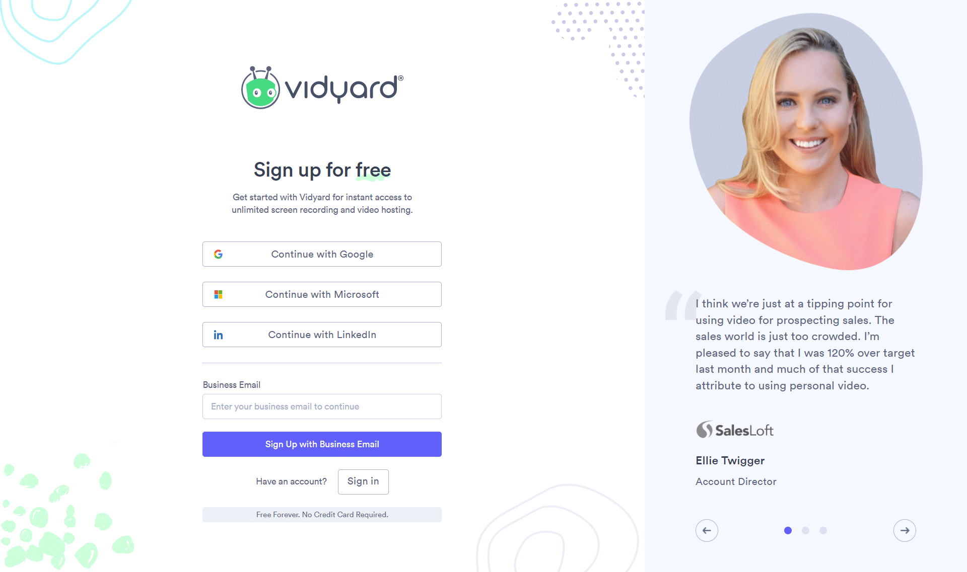 Vidyard Signup