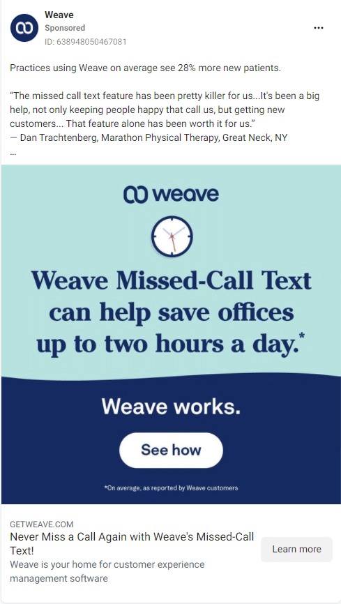 Weave Facebook Ads 3