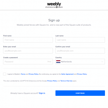 Weebly Signup