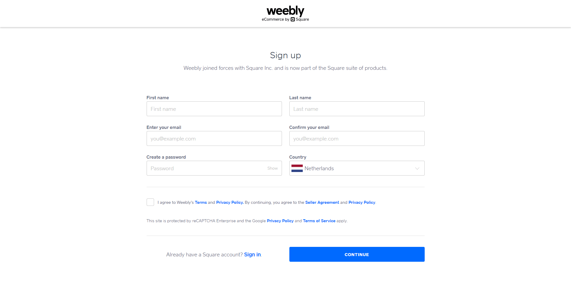 Weebly Signup