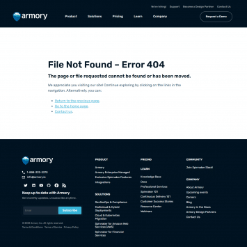 Armory 404 Page Not Found