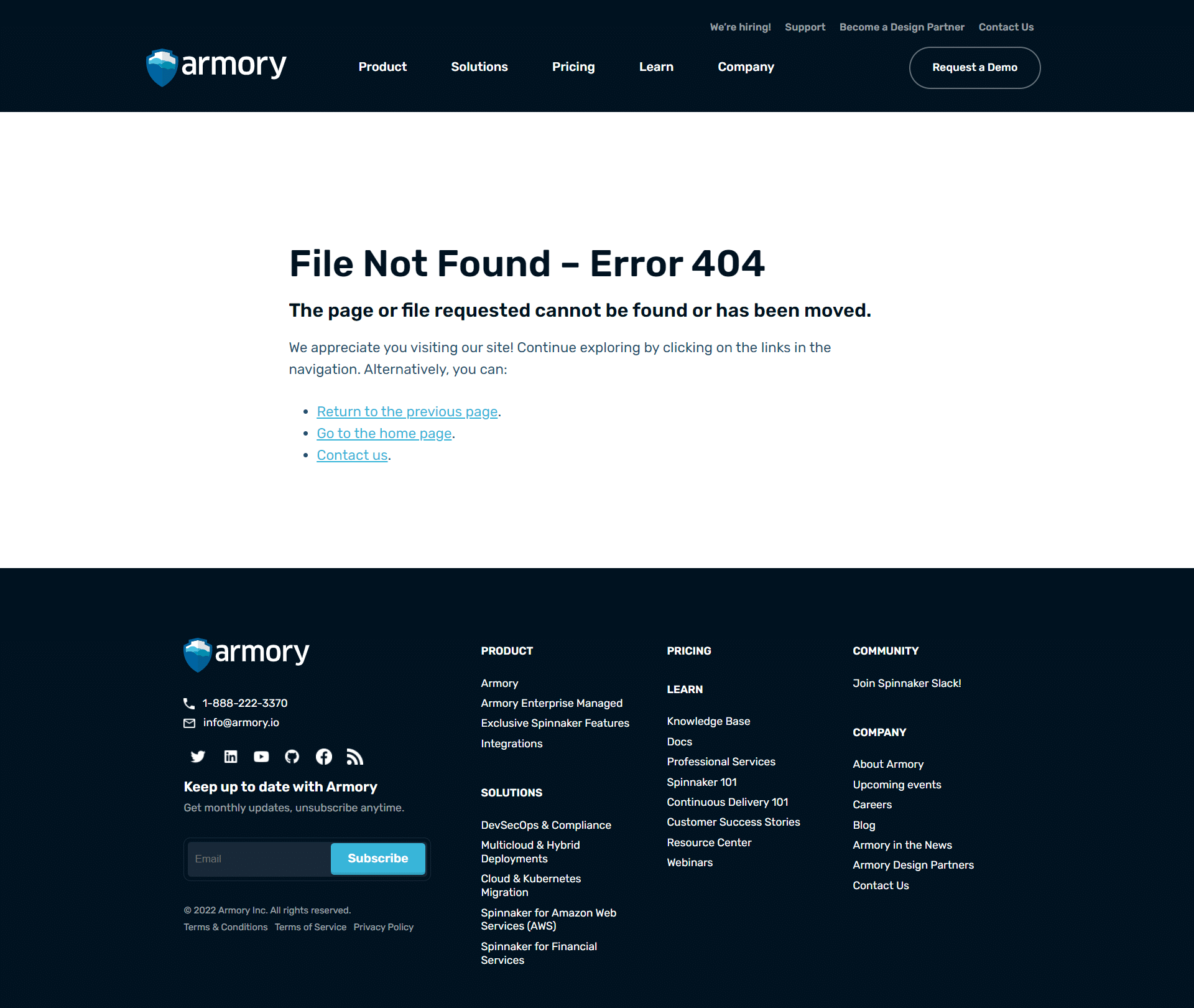 Armory 404 Page Not Found