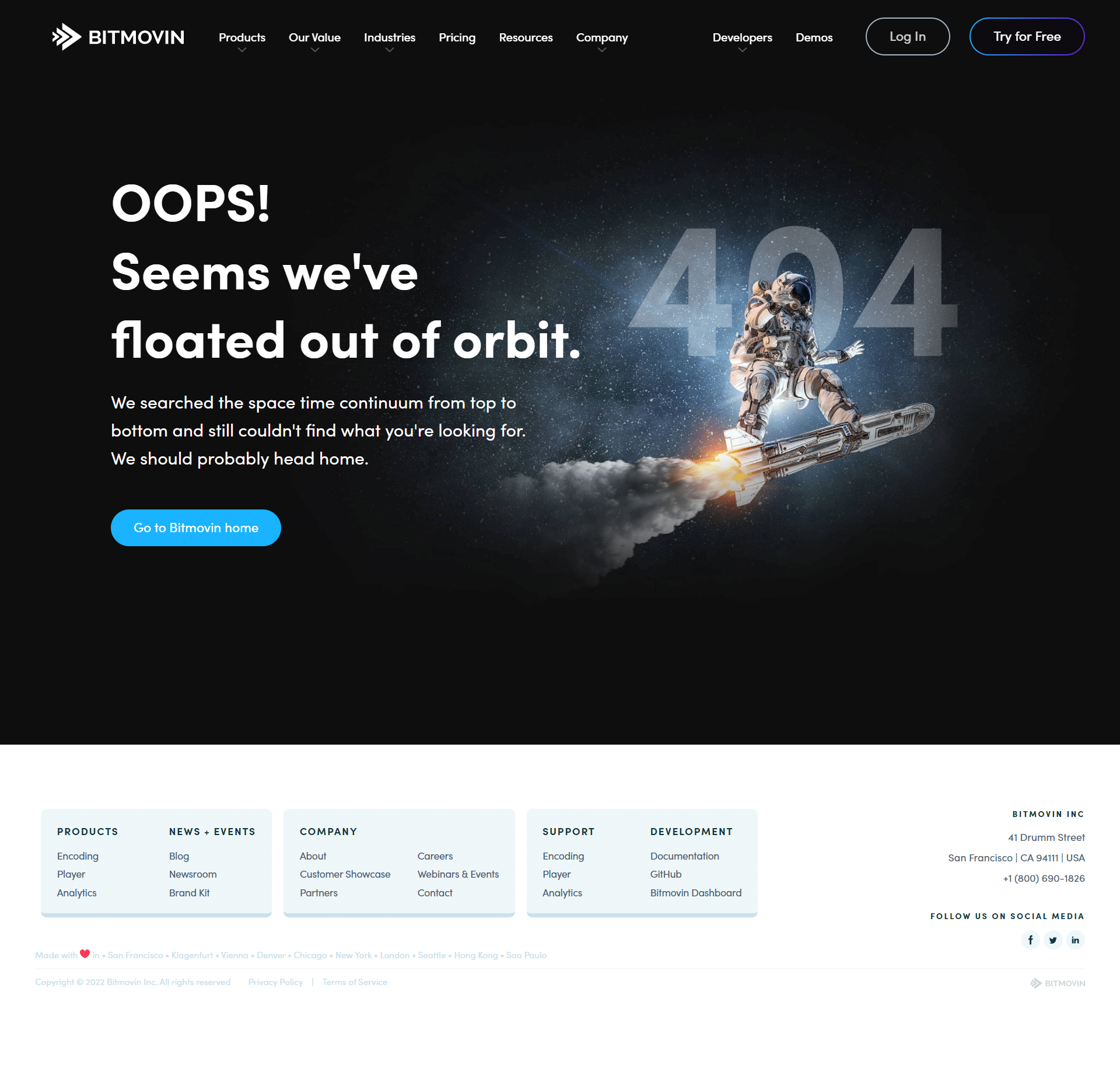 Bitmovin 404 Page Not Found