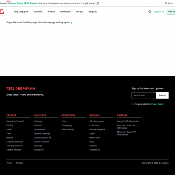 Deepgram 404 Page Not Found