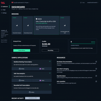 Deepgram Dashboard Trial