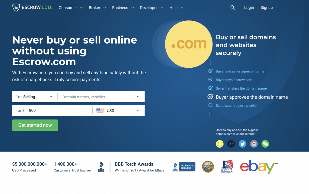 Escrow homepage