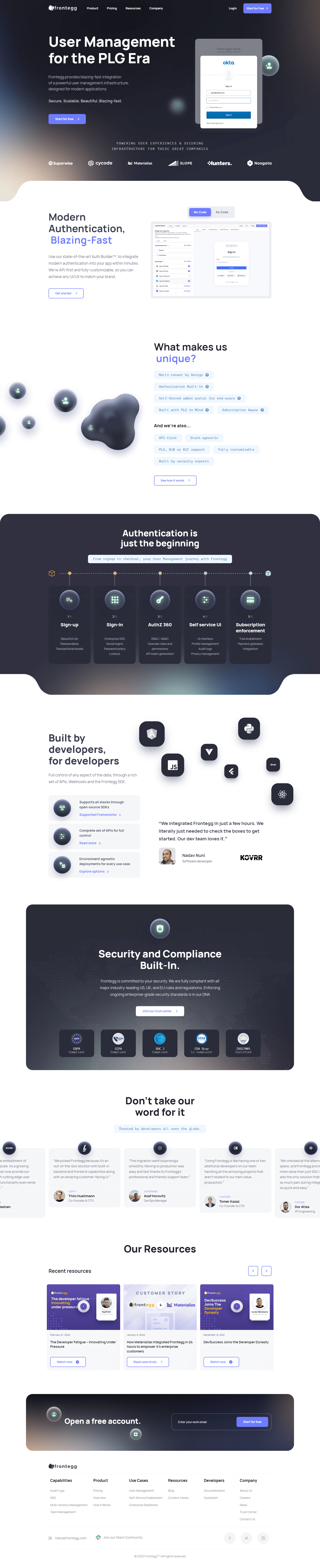 Frontegg Homepage