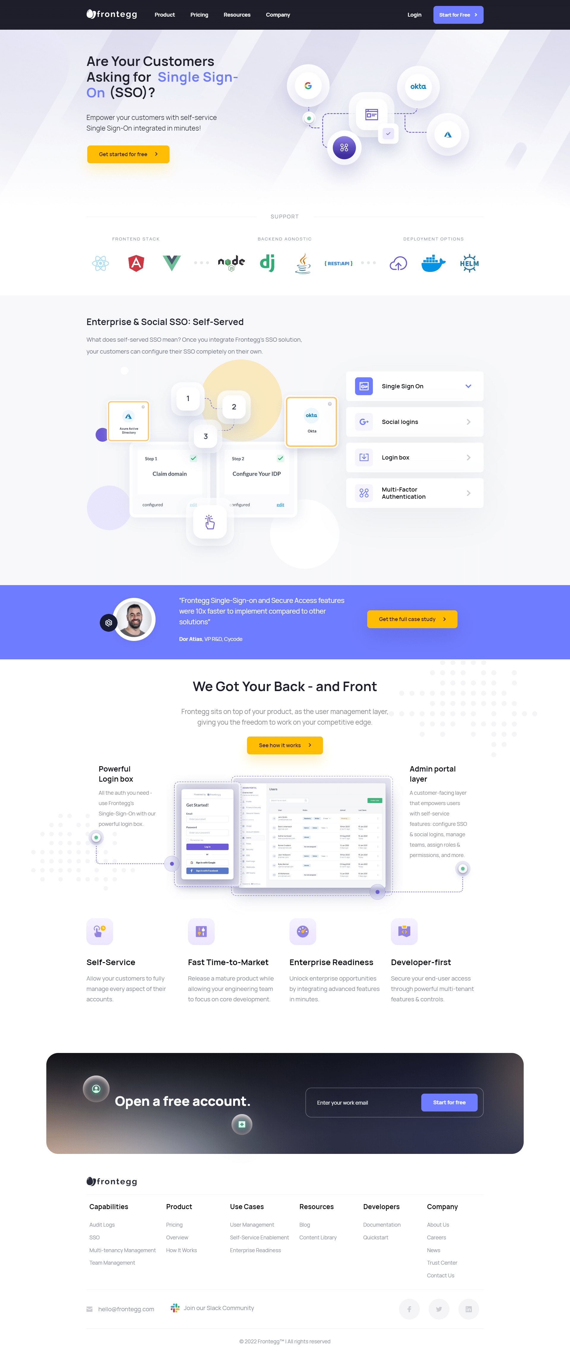 Frontegg Landing Page