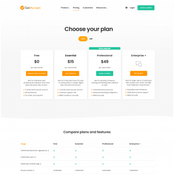 GetAccept Pricing