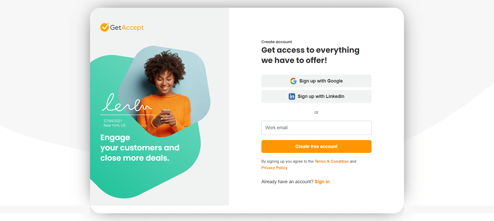 GetAccept Signup