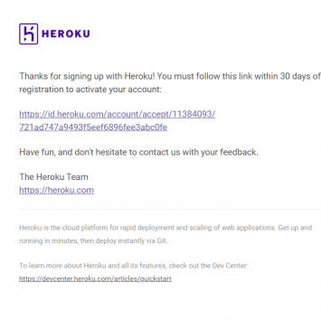 Heroku Email Activation