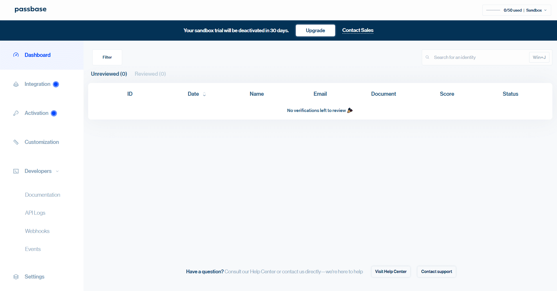 PassBase Dashboard Trial