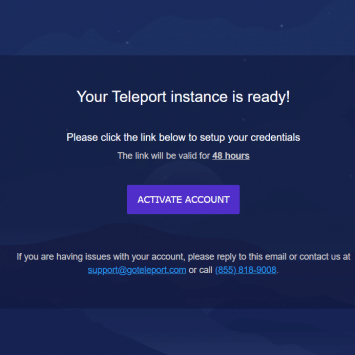 Teleport Account Activation