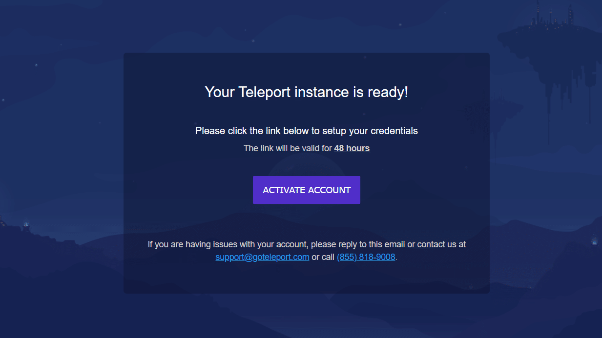 Teleport Account Activation