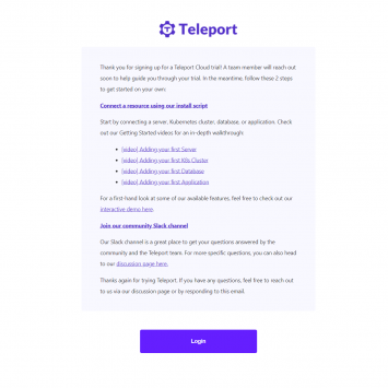 Teleport Welcome Email