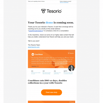 Tesorio Welcome Email