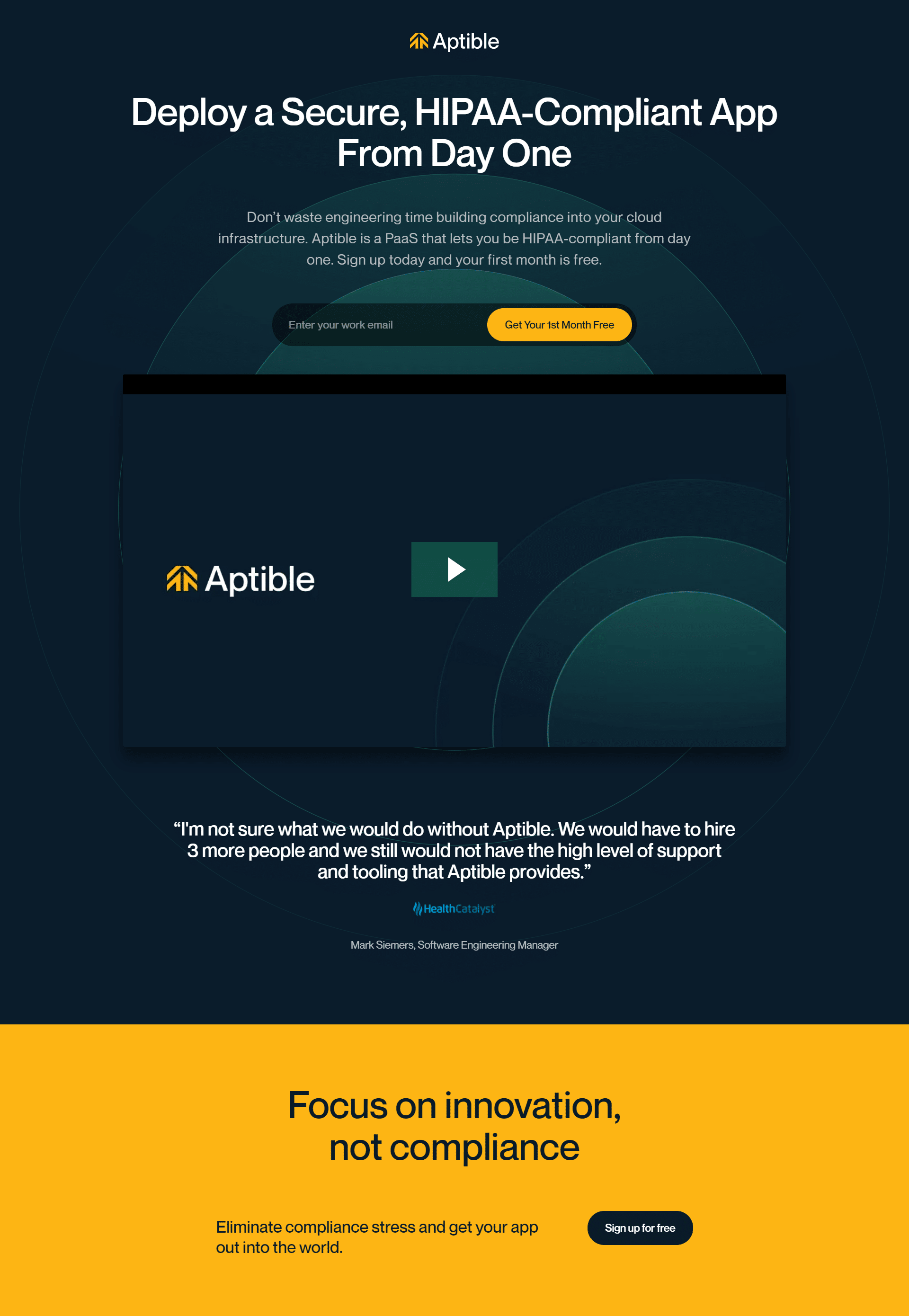 Aptible Landing Page